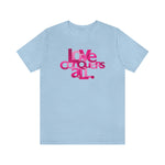 Load image into Gallery viewer, Pink &quot;Love Conquers All&quot; Unisex Jersey Short Sleeve Tee - 16 colors
