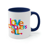 Load image into Gallery viewer, &quot;Love Conquers All&quot; Accent Coffee Mug, 11oz - 5 colors
