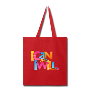 "I Can and I Will" Canvas Tote Bag - red