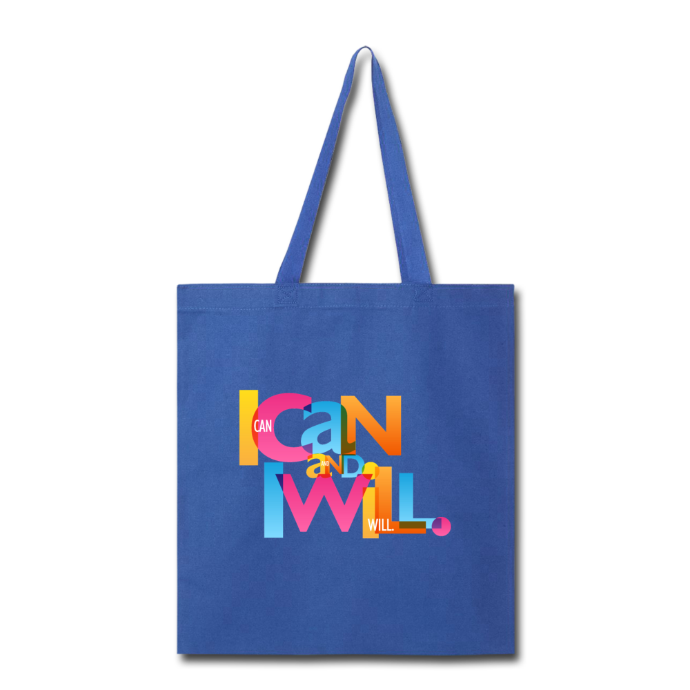 "I Can and I Will" Canvas Tote Bag - royal blue