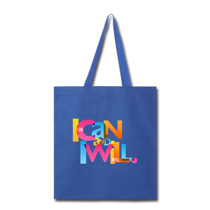 "I Can and I Will" Canvas Tote Bag - royal blue