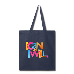 "I Can and I Will" Canvas Tote Bag - navy