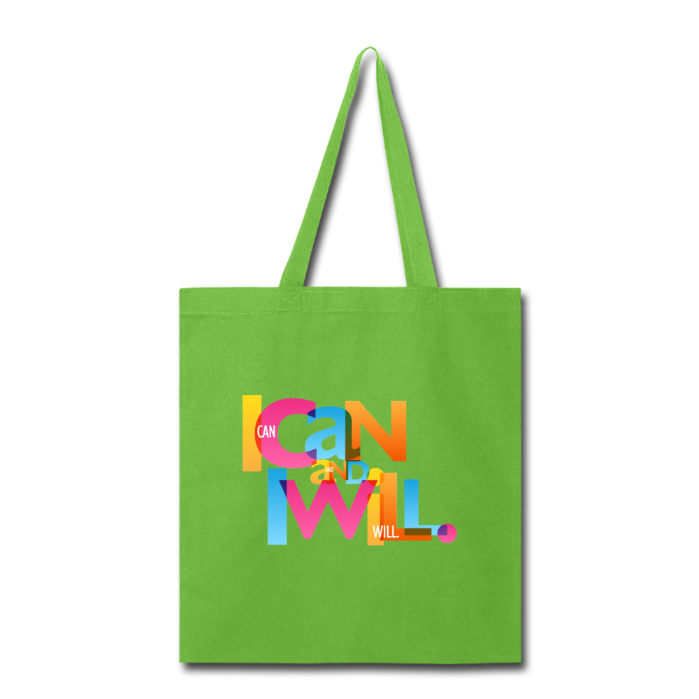 "I Can and I Will" Canvas Tote Bag - lime green