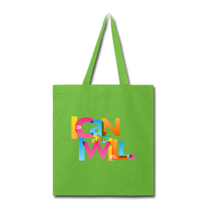 "I Can and I Will" Canvas Tote Bag - lime green